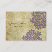 紫のヴィンテージフローラシーティングカード プレイスカード (裏面)