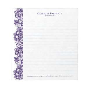 紫のヴィンテージフローラレースメモ帳 ノートパッド