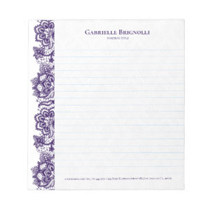 紫のヴィンテージフローラレース ノートパッド