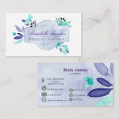 紫のヴィンテージフローラ 名刺 (正面/裏面)