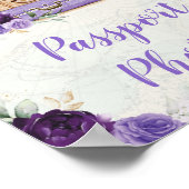 紫のヴィンテージマップ旅行パスポート写真の看板 ポスター (角)