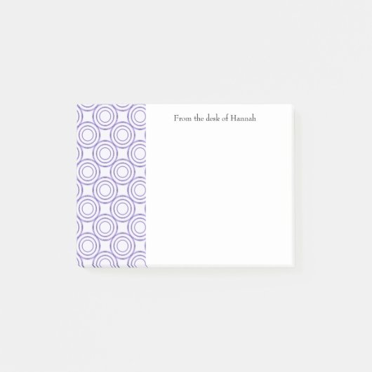 紫のヴィンテージ円のパターンパーソナライズされた注記 ポストイット (正面)