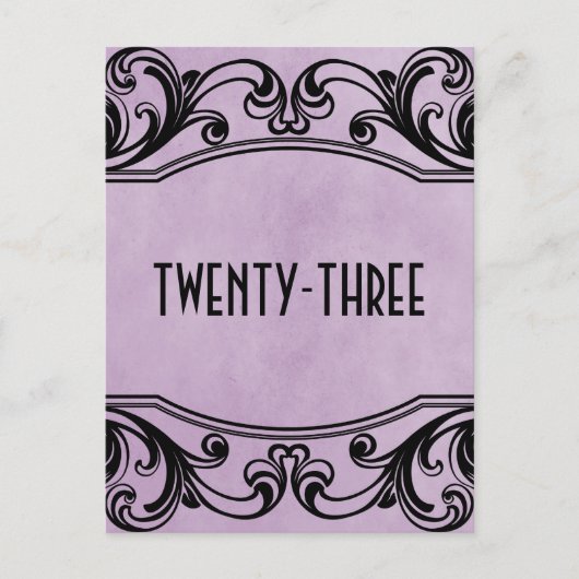紫のヴィンテージ渦巻き表の番号葉書 ポストカード (正面)