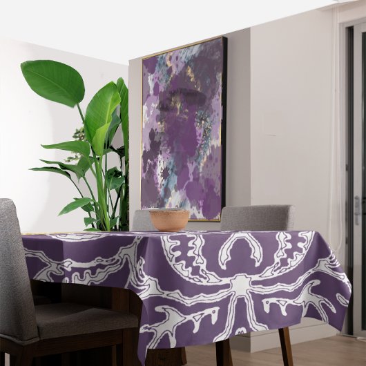 紫のヴィンテージ花柄 テーブルクロス