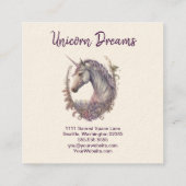 紫の一角獣と花 スクエア名刺 (裏面)