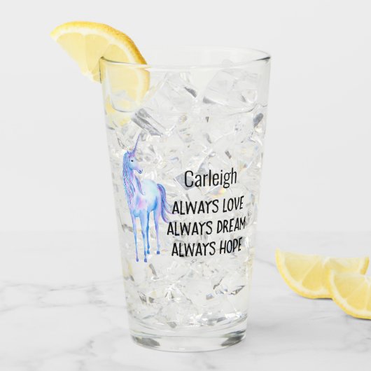 『紫の一角獣のラブ·ドパーソナライズされたリーム·ホープ』 タンブラーグラス (アイス正面)