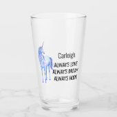 『紫の一角獣のラブ·ドパーソナライズされたリーム·ホープ』 タンブラーグラス (正面)
