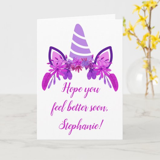 紫の一角獣（ユニコーン）のカスタムフローラがよくなる カード (黄色い花)
