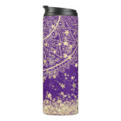 紫の上に金ゴールド星を魅了する曼荼羅 タンブラー (回転右)