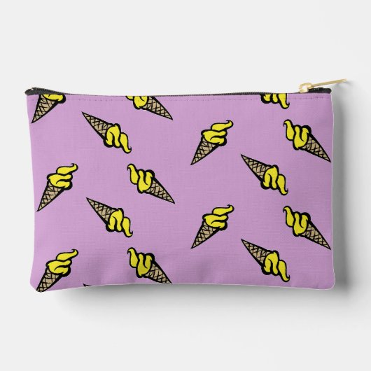 紫の上に黄色のアイスクリーム アクセサリーポーチ (裏面)
