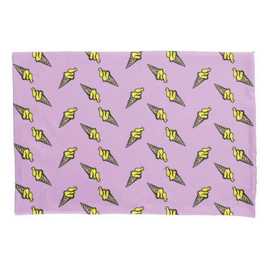 紫の上に黄色のアイスクリーム 枕カバー (正面)