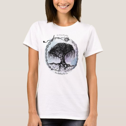 紫の上のあらゆる方向の女神の木 Tシャツ (正面)