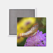 紫の上の白い孔雀の蝶開花 マグネット (正面/裏面)