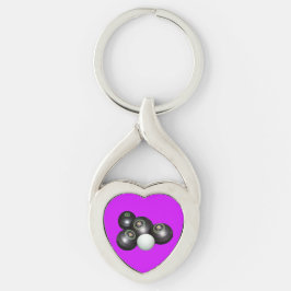 紫の上の芝生の鉢と子猫 キーホルダー