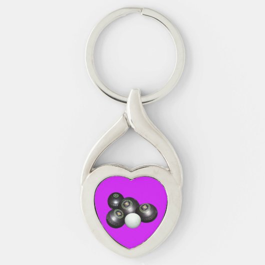 紫の上の芝生の鉢と子猫 キーホルダー (正面)