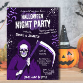 紫の不気味なハロウィン・リーパー・ナイト・パーティー 招待状
