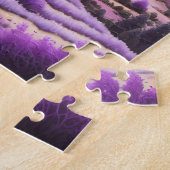 紫の丘に囲まれた抽象芸術の草原 ジグソーパズル (側面)