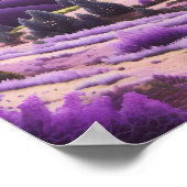 紫の丘に囲まれた抽象芸術の草原 ポスター (角)