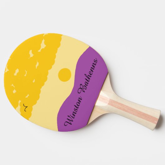 紫の丘のある夕日: 卓球ラケット (横)