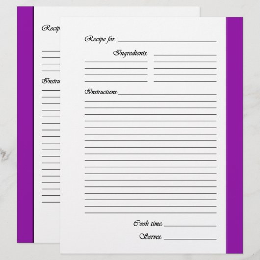 紫の両面レシピページ (正面/裏面)
