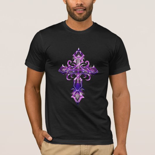 紫の中世クロスTシャツ Tシャツ (正面)