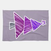 紫の串に刺されたクリスマスツリーのタオル キッチンタオル (横)