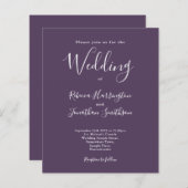 紫の予算スクモダンリプト結婚式招待状 (正面/裏面)