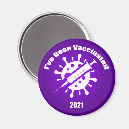 紫の予防接種を受けた マグネット (正面/裏面)