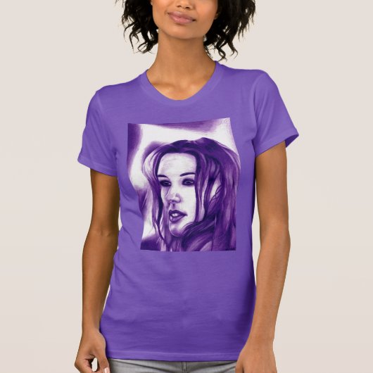 紫の人々の女性の肖像 オリジナルアート Tシャツ (正面)
