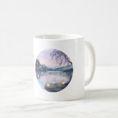 紫の人生は夢 水に浮かぶランタン コーヒーマグカップ (正面右)