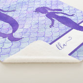 紫の人魚の尾のスケールパターン水彩名 シェルパブランケット (3/4)