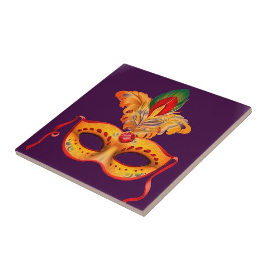 紫の仮装王室のマスクmardi gras タイル (側面)