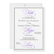 紫の信仰希望愛のスクリプト結婚式招待状