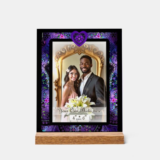 紫の傘とハート.7 アクリルサイン (正面)