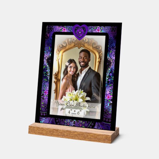 紫の傘とハート.7 アクリルサイン (傾斜)