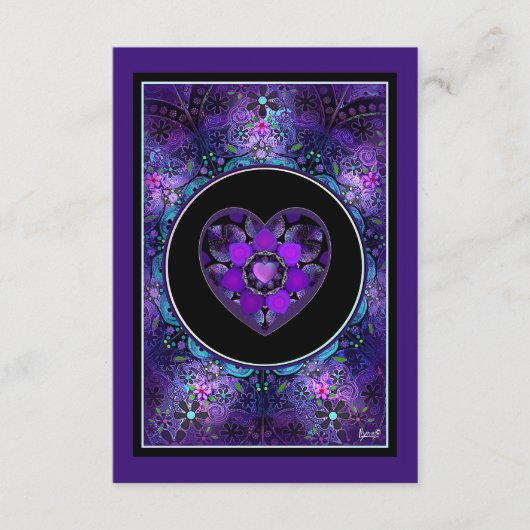 紫の傘とハート.7 エンクロージャーカード (正面)