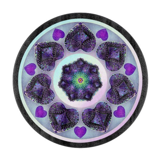 紫の傘とハート.7 カッティングボード (正面)