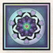 紫の傘とハート.7 ガラスコースター (正面)