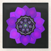 紫の傘とハート.7 ガラスコースター (正面)