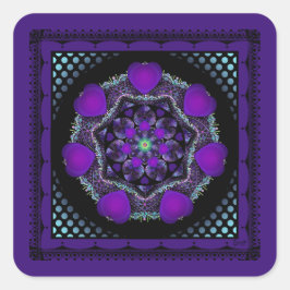 紫の傘とハート.7 スクエアシール