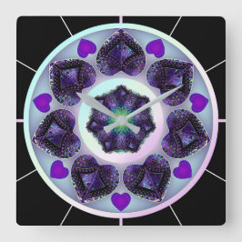 紫の傘とハート.7 スクエア壁時計