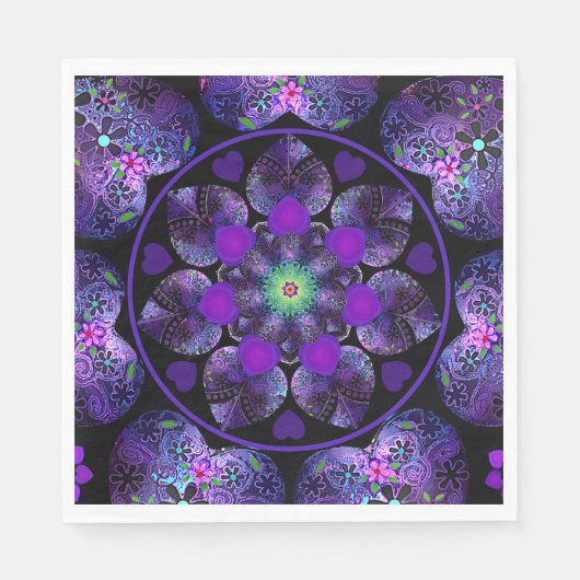 紫の傘とハート.7 スタンダードランチョンナプキン (正面)