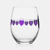紫の傘とハート.7 ステムなしワイングラス (正面)