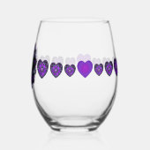 紫の傘とハート.7 ステムなしワイングラス (裏面)