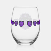 紫の傘とハート.7 ステムなしワイングラス (右)