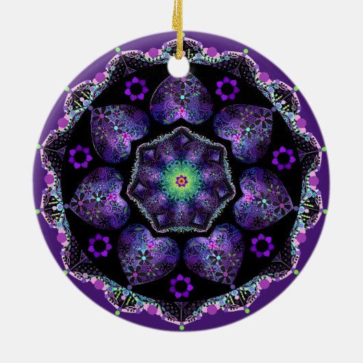紫の傘とハート.7 セラミックオーナメント (裏面)