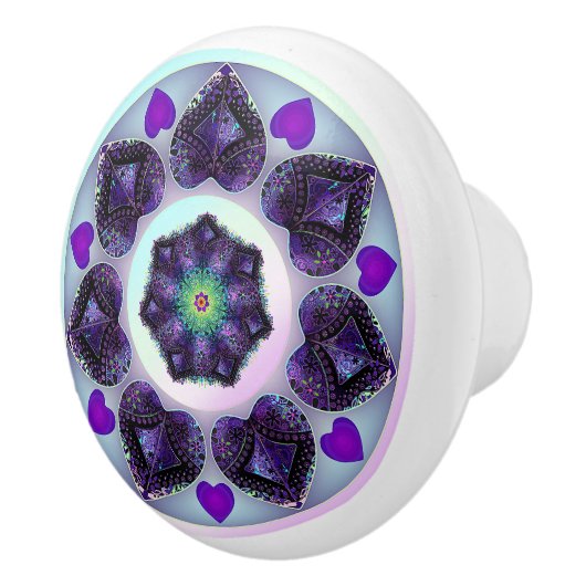 紫の傘とハート.7 セラミックノブ (右)