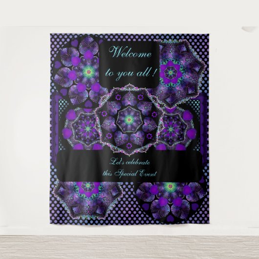 紫の傘とハート.7 タペストリー (正面)