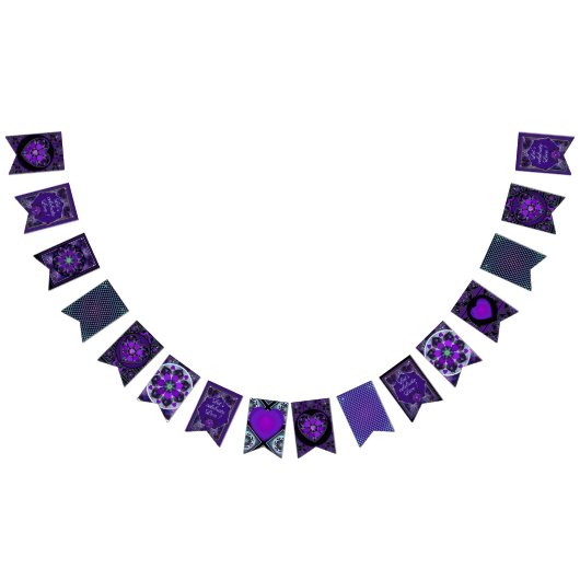 紫の傘とハート.7 バンティングフラッグ (全)