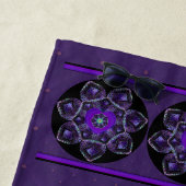 紫の傘とハート.7 ビーチタオル (インサイチュ)